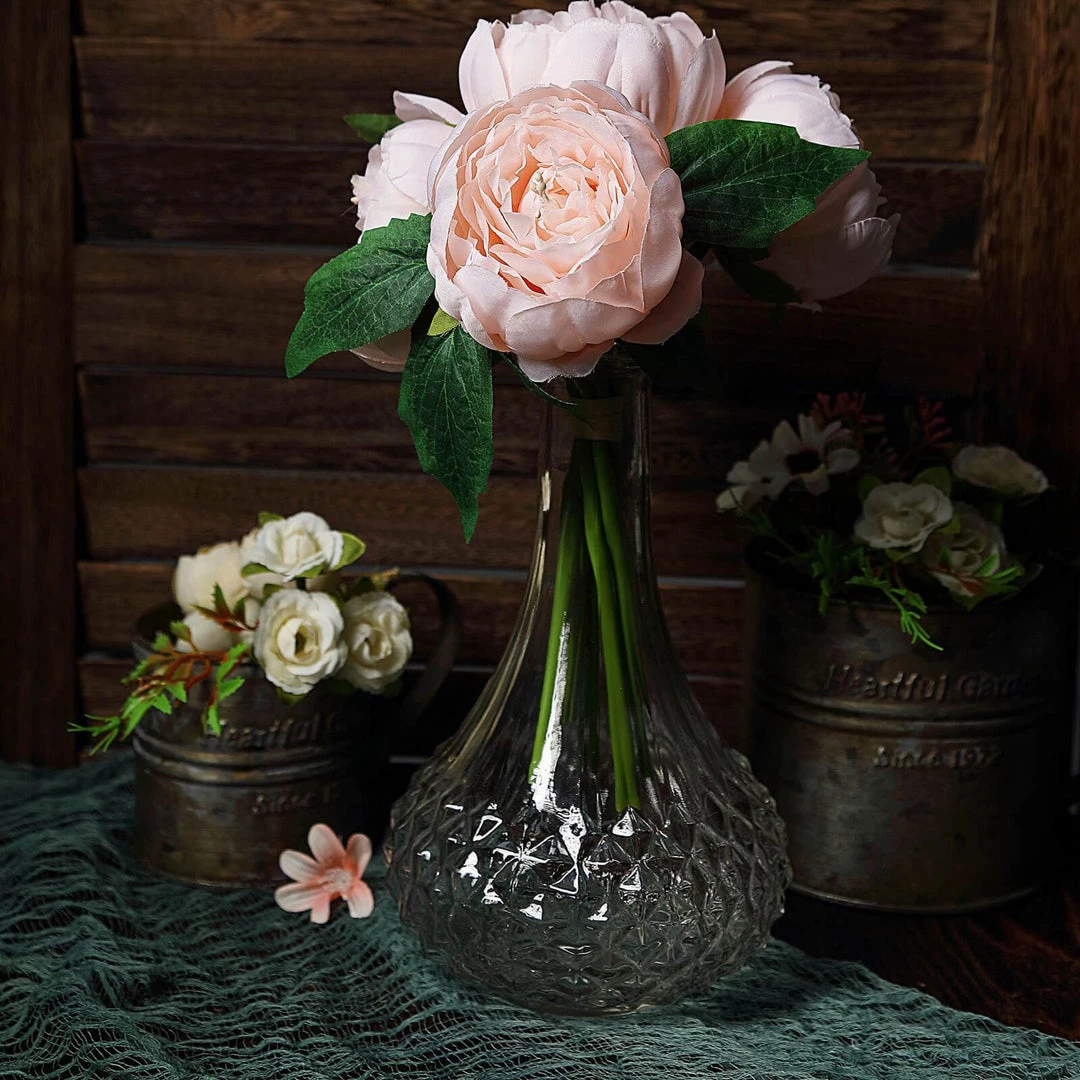 Silkflowersfactory 10" Tall | 5 Heads Artificial Silk Peonies, Peony Flower Bouquet - Rose Gold | Blush Artificial Flowers 10 Silkflowersfactory 10" Tall | 5 Heads Artificial Silk Peonies, Peony Flower Bouquet - Rose Gold | Blush Artificial Flowers