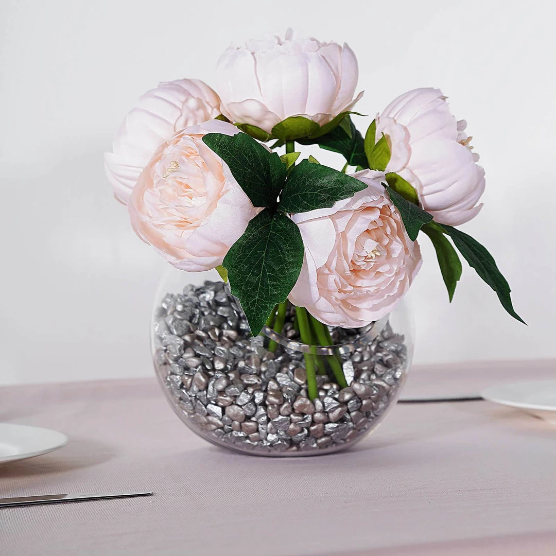 Silkflowersfactory 10" Tall | 5 Heads Artificial Silk Peonies, Peony Flower Bouquet - Rose Gold | Blush Artificial Flowers 12 Silkflowersfactory 10" Tall | 5 Heads Artificial Silk Peonies, Peony Flower Bouquet - Rose Gold | Blush Artificial Flowers