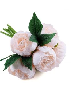 Silkflowersfactory 10" Tall | 5 Heads Artificial Silk Peonies, Peony Flower Bouquet - Rose Gold | Blush Artificial Flowers 25 Silkflowersfactory 10