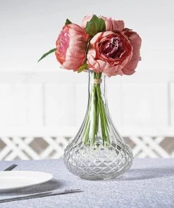 Silkflowersfactory Artificial Flowers 10" Tall | 5 Heads Artificial Dusty Rose Silk Peonies, Peony Flower Bouquet