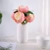 HIER_1130 5 Heads | 10" Stem Coral/Cream Artificial Peonies, Silk Peony Flower Bouquet Artificial Flowers