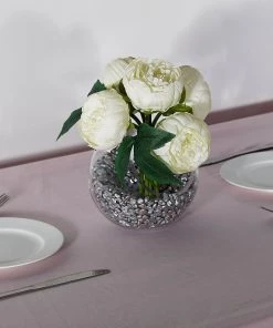 Silkflowersfactory Artificial Flowers 10" Tall | 5 Heads Artificial Cream Silk Peonies, Peony Flower Bouquet 23 Silkflowersfactory Artificial Flowers 10