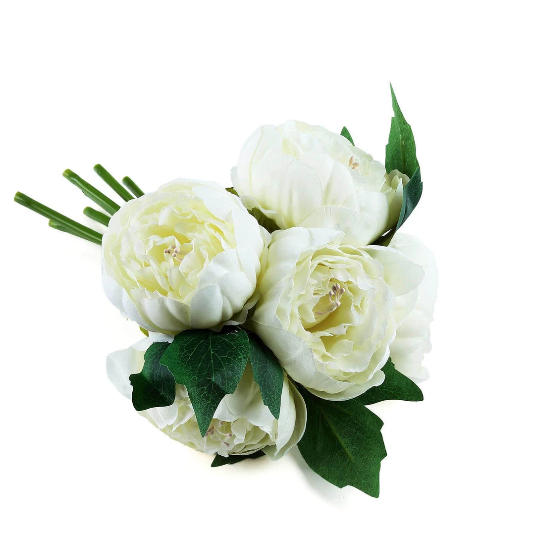 Silkflowersfactory Artificial Flowers 10" Tall | 5 Heads Artificial Cream Silk Peonies, Peony Flower Bouquet 14 Silkflowersfactory Artificial Flowers 10" Tall | 5 Heads Artificial Cream Silk Peonies, Peony Flower Bouquet