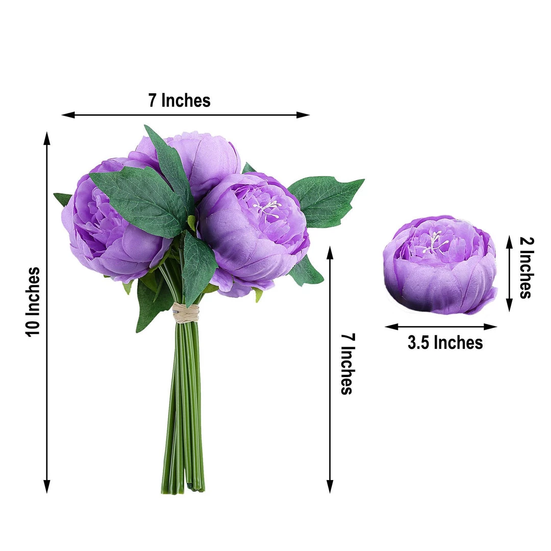 Silkflowersfactory 10" Tall | 5 Heads Artificial Lavender Silk Peonies, Peony Flower Bouquet Artificial Flowers 6 Silkflowersfactory 10" Tall | 5 Heads Artificial Lavender Silk Peonies, Peony Flower Bouquet Artificial Flowers