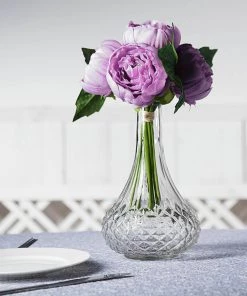 Silkflowersfactory 10" Tall | 5 Heads Artificial Lavender Silk Peonies, Peony Flower Bouquet Artificial Flowers