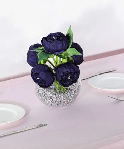 Silkflowersfactory 10" Tall | 5 Heads Artificial Purple Silk Peonies, Peony Flower Bouquet 24 Silkflowersfactory 10