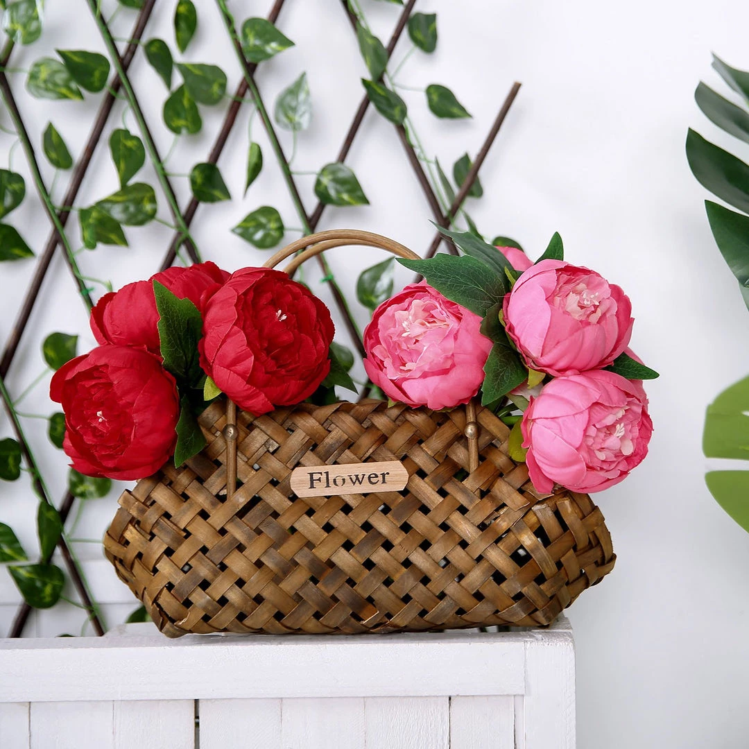 HIER_1130 5 Heads | 10" Stem Red Artificial Peonies, Silk Peony Flower Bouquet Artificial Flowers 9 HIER_1130 5 Heads | 10" Stem Red Artificial Peonies, Silk Peony Flower Bouquet Artificial Flowers