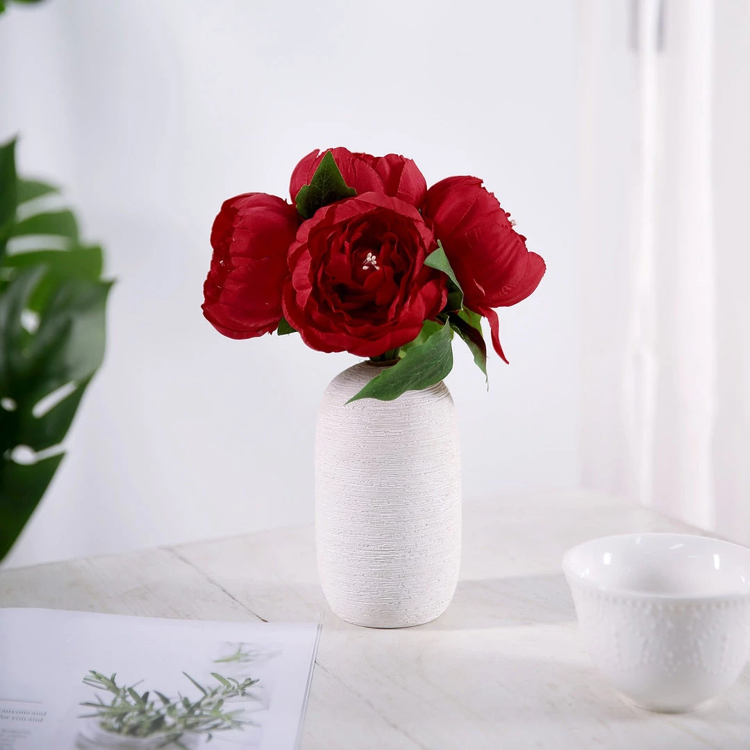 HIER_1130 5 Heads | 10" Stem Red Artificial Peonies, Silk Peony Flower Bouquet Artificial Flowers 3 HIER_1130 5 Heads | 10" Stem Red Artificial Peonies, Silk Peony Flower Bouquet Artificial Flowers