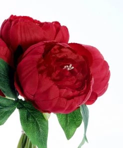 HIER_1130 5 Heads | 10" Stem Red Artificial Peonies, Silk Peony Flower Bouquet Artificial Flowers 27 HIER_1130 5 Heads | 10