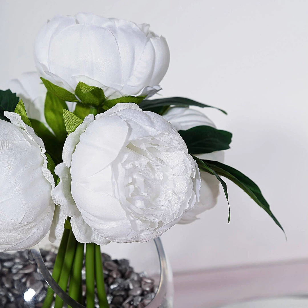 Silkflowersfactory 10" Tall | 5 Heads Artificial White Silk Peonies, Peony Flower Bouquet Artificial Flowers 6 Silkflowersfactory 10" Tall | 5 Heads Artificial White Silk Peonies, Peony Flower Bouquet Artificial Flowers