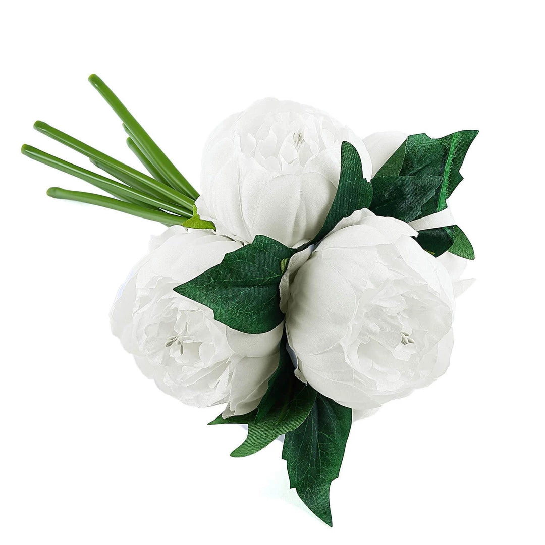 Silkflowersfactory 10" Tall | 5 Heads Artificial White Silk Peonies, Peony Flower Bouquet Artificial Flowers 14 Silkflowersfactory 10" Tall | 5 Heads Artificial White Silk Peonies, Peony Flower Bouquet Artificial Flowers