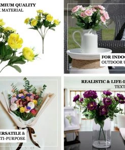 HIER_1130 4 Bushes | 12" Red Artificial Peony Flower Bouquet, Silk Flower Arrangements Artificial Flowers 18 HIER_1130 4 Bushes | 12