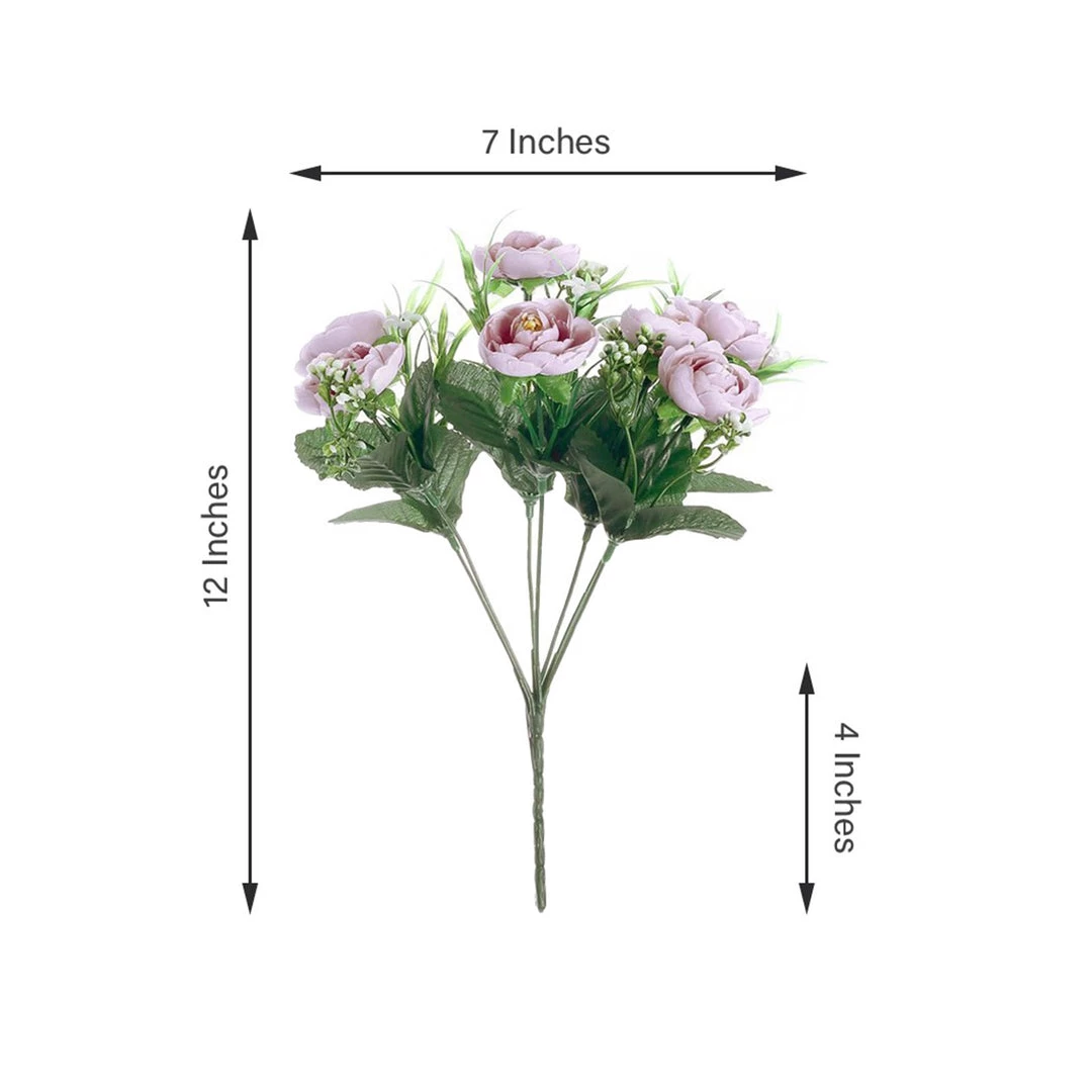 HIER_1130 Artificial Flowers 4 Bushes | 12" Lavender Artificial Peony Flower Bouquet, Silk Flower Arrangements 8 HIER_1130 Artificial Flowers 4 Bushes | 12" Lavender Artificial Peony Flower Bouquet, Silk Flower Arrangements
