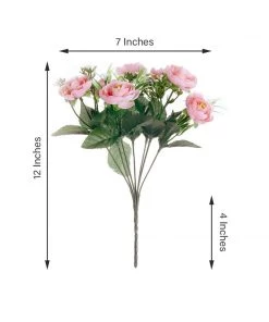 HIER_1130 4 Bushes | 12" Pink Artificial Peony Flower Bouquet, Silk Flower Arrangements Artificial Flowers 20 HIER_1130 4 Bushes | 12