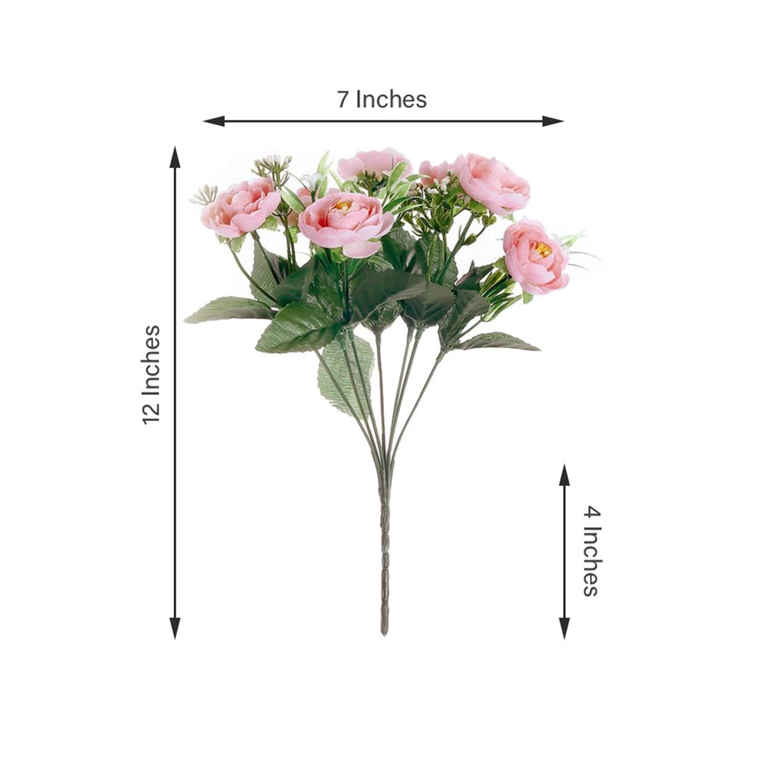 HIER_1130 4 Bushes | 12" Pink Artificial Peony Flower Bouquet, Silk Flower Arrangements Artificial Flowers 8 HIER_1130 4 Bushes | 12" Pink Artificial Peony Flower Bouquet, Silk Flower Arrangements Artificial Flowers