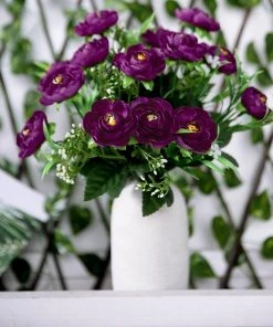 HIER_1130 4 Bushes | 12" Purple Artificial Peony Flower Bouquet, Silk Flower Arrangements Artificial Flowers 24 HIER_1130 4 Bushes | 12