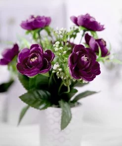 HIER_1130 4 Bushes | 12" Purple Artificial Peony Flower Bouquet, Silk Flower Arrangements Artificial Flowers 26 HIER_1130 4 Bushes | 12