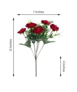 HIER_1130 4 Bushes | 12" Red Artificial Peony Flower Bouquet, Silk Flower Arrangements Artificial Flowers 20 HIER_1130 4 Bushes | 12