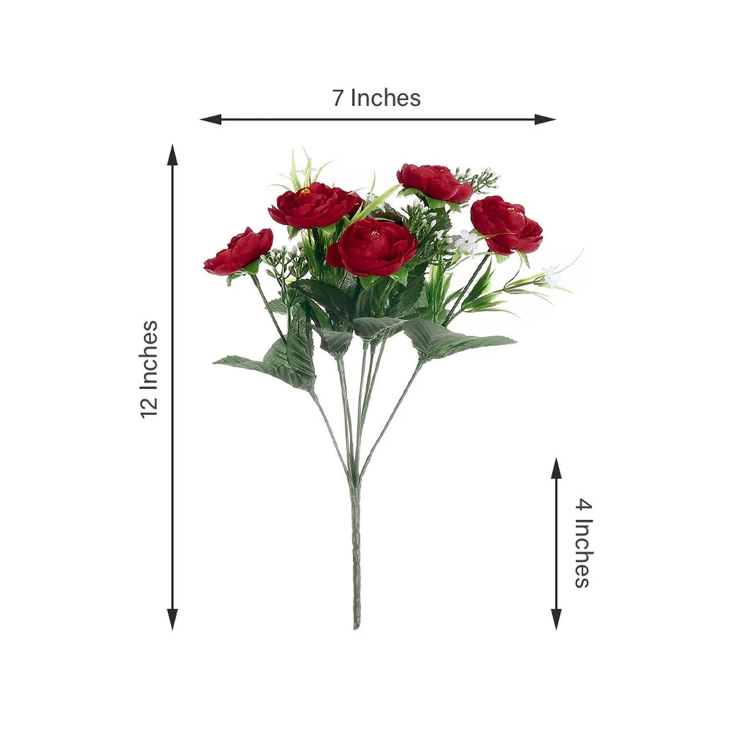 HIER_1130 4 Bushes | 12" Red Artificial Peony Flower Bouquet, Silk Flower Arrangements Artificial Flowers 8 HIER_1130 4 Bushes | 12" Red Artificial Peony Flower Bouquet, Silk Flower Arrangements Artificial Flowers