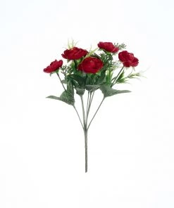 HIER_1130 4 Bushes | 12" Red Artificial Peony Flower Bouquet, Silk Flower Arrangements Artificial Flowers 17 HIER_1130 4 Bushes | 12