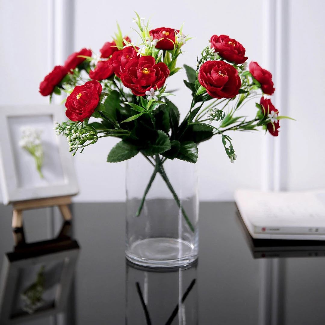 HIER_1130 4 Bushes | 12" Red Artificial Peony Flower Bouquet, Silk Flower Arrangements Artificial Flowers 4 HIER_1130 4 Bushes | 12" Red Artificial Peony Flower Bouquet, Silk Flower Arrangements Artificial Flowers