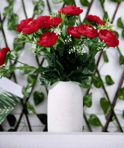 HIER_1130 4 Bushes | 12" Red Artificial Peony Flower Bouquet, Silk Flower Arrangements Artificial Flowers 24 HIER_1130 4 Bushes | 12