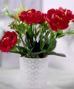 HIER_1130 4 Bushes | 12" Red Artificial Peony Flower Bouquet, Silk Flower Arrangements Artificial Flowers 25 HIER_1130 4 Bushes | 12