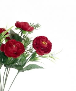 HIER_1130 4 Bushes | 12" Red Artificial Peony Flower Bouquet, Silk Flower Arrangements Artificial Flowers 27 HIER_1130 4 Bushes | 12