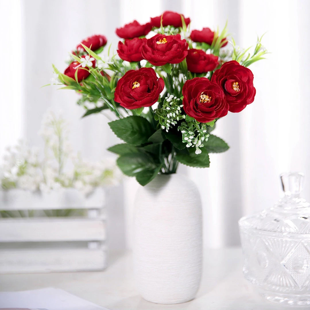 HIER_1130 4 Bushes | 12" Red Artificial Peony Flower Bouquet, Silk Flower Arrangements Artificial Flowers 9 HIER_1130 4 Bushes | 12" Red Artificial Peony Flower Bouquet, Silk Flower Arrangements Artificial Flowers