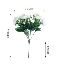 HIER_1130 4 Bushes | 12" White Artificial Peony Flower Bouquet, Silk Flower Arrangements 21 HIER_1130 4 Bushes | 12