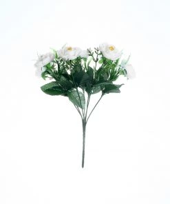 HIER_1130 4 Bushes | 12" White Artificial Peony Flower Bouquet, Silk Flower Arrangements 18 HIER_1130 4 Bushes | 12