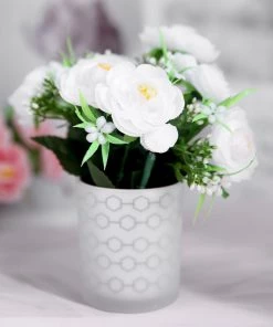 HIER_1130 4 Bushes | 12" White Artificial Peony Flower Bouquet, Silk Flower Arrangements 23 HIER_1130 4 Bushes | 12