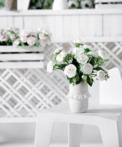 HIER_1130 4 Bushes | 12" White Artificial Peony Flower Bouquet, Silk Flower Arrangements 28 HIER_1130 4 Bushes | 12