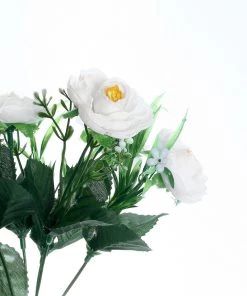 HIER_1130 4 Bushes | 12" White Artificial Peony Flower Bouquet, Silk Flower Arrangements 29 HIER_1130 4 Bushes | 12