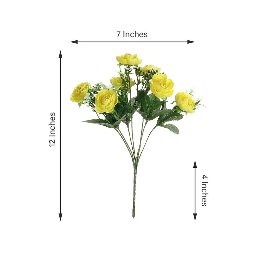 HIER_1130 Artificial Flowers 4 Bushes | 12" Yellow Artificial Peony Flower Bouquet, Silk Flower Arrangements 8 HIER_1130 Artificial Flowers 4 Bushes | 12" Yellow Artificial Peony Flower Bouquet, Silk Flower Arrangements