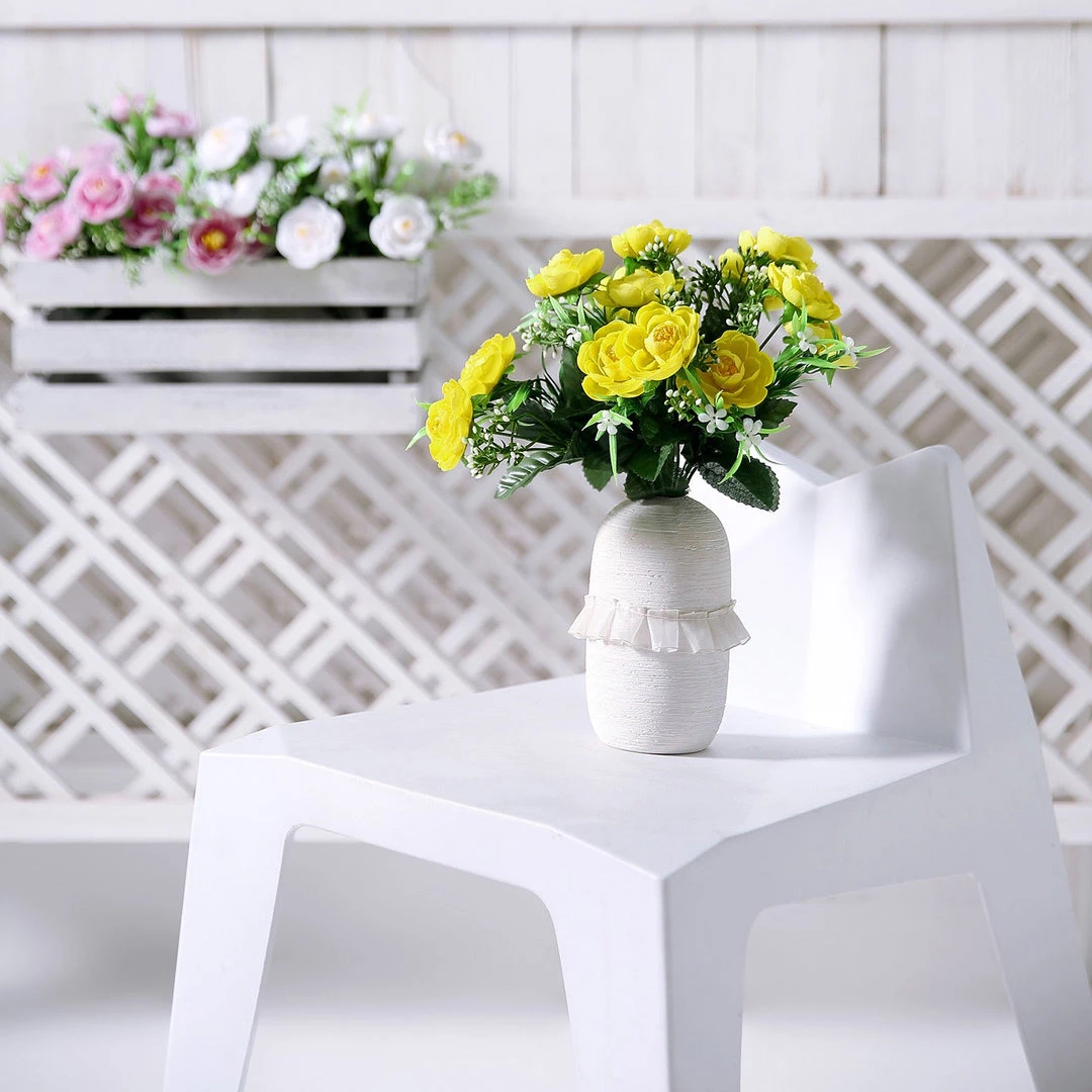 HIER_1130 Artificial Flowers 4 Bushes | 12" Yellow Artificial Peony Flower Bouquet, Silk Flower Arrangements 14 HIER_1130 Artificial Flowers 4 Bushes | 12" Yellow Artificial Peony Flower Bouquet, Silk Flower Arrangements