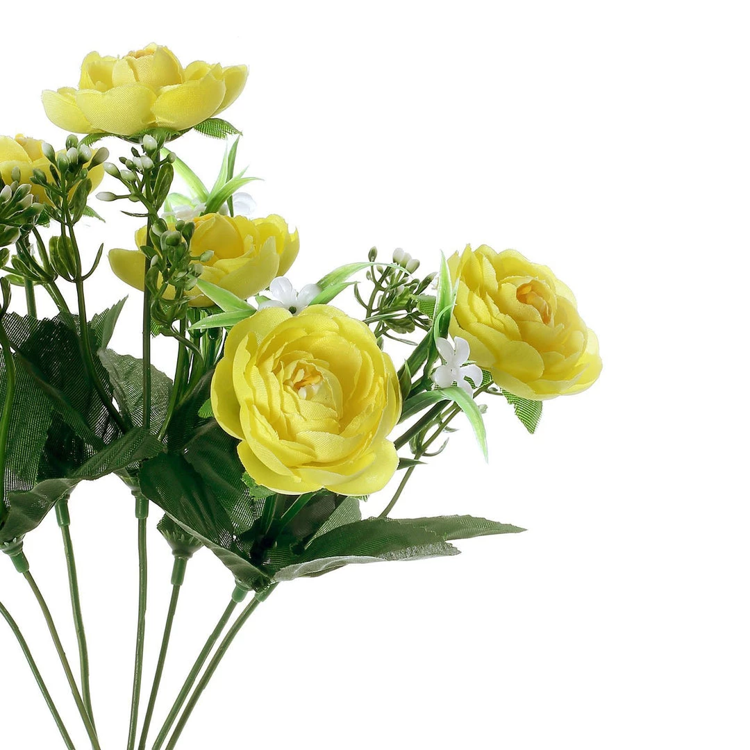 HIER_1130 Artificial Flowers 4 Bushes | 12" Yellow Artificial Peony Flower Bouquet, Silk Flower Arrangements 15 HIER_1130 Artificial Flowers 4 Bushes | 12" Yellow Artificial Peony Flower Bouquet, Silk Flower Arrangements