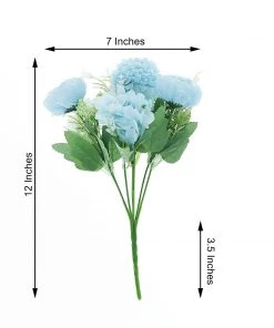 HIER_1130 2 Pack | Blue Artificial Peony Flower Spray, Silk Flower Bouquet For Vases - Assorted 12