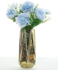 HIER_1130 2 Pack | Blue Artificial Peony Flower Spray, Silk Flower Bouquet For Vases - Assorted 12
