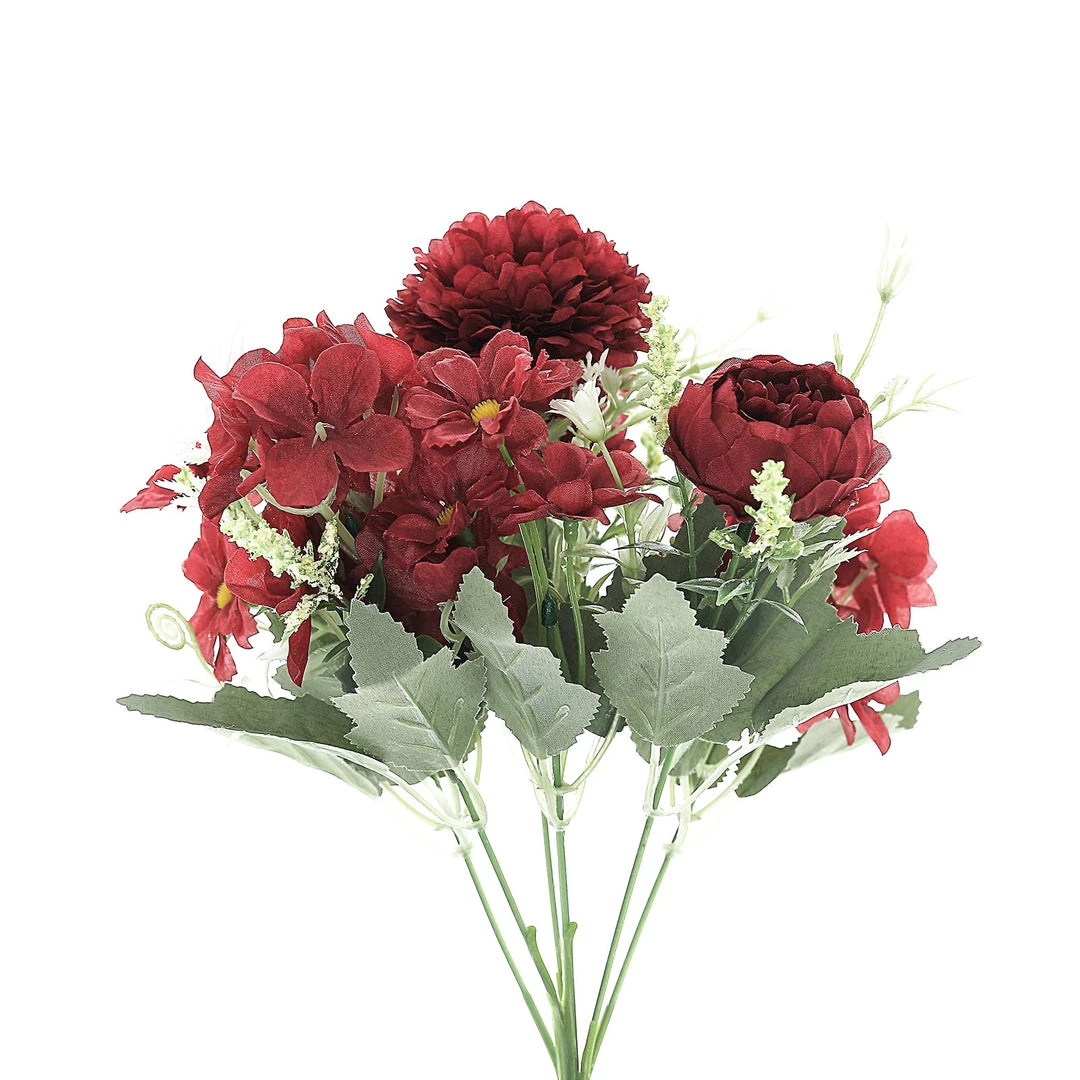 HIER_1130 2 Pack | Burgundy Artificial Peony Flower Spray, Silk Flower Bouquet For Vases - Assorted 12" Tall Artificial Flowers 12 HIER_1130 2 Pack | Burgundy Artificial Peony Flower Spray, Silk Flower Bouquet For Vases - Assorted 12" Tall Artificial Flowers