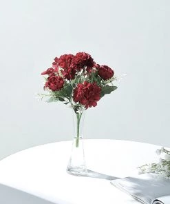 HIER_1130 2 Pack | Burgundy Artificial Peony Flower Spray, Silk Flower Bouquet For Vases - Assorted 12" Tall Artificial Flowers 24 HIER_1130 2 Pack | Burgundy Artificial Peony Flower Spray, Silk Flower Bouquet For Vases - Assorted 12