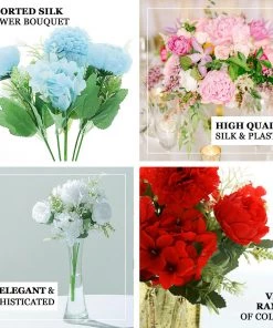 HIER_1130 2 Pack | Ivory Artificial Peony Flower Spray, Silk Flower Bouquet For Vases - Assorted 12" Tall 17 HIER_1130 2 Pack | Ivory Artificial Peony Flower Spray, Silk Flower Bouquet For Vases - Assorted 12