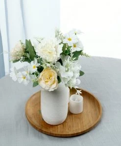 HIER_1130 2 Pack | Ivory Artificial Peony Flower Spray, Silk Flower Bouquet For Vases - Assorted 12" Tall