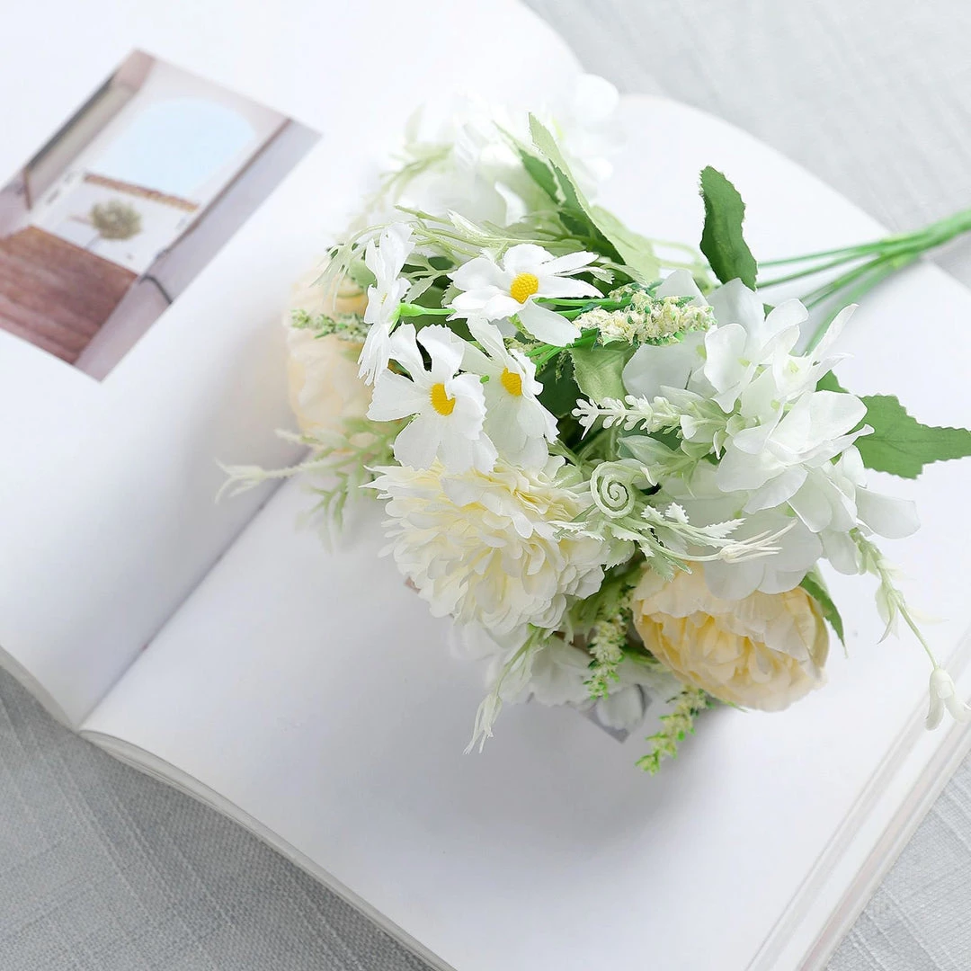 HIER_1130 2 Pack | Ivory Artificial Peony Flower Spray, Silk Flower Bouquet For Vases - Assorted 12" Tall 14 HIER_1130 2 Pack | Ivory Artificial Peony Flower Spray, Silk Flower Bouquet For Vases - Assorted 12" Tall