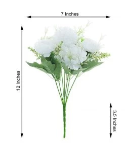 HIER_1130 Artificial Flowers 2 Pack | White Artificial Peony Flower Spray, Silk Flower Bouquet For Vases - Assorted 12