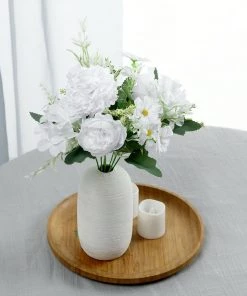 HIER_1130 Artificial Flowers 2 Pack | White Artificial Peony Flower Spray, Silk Flower Bouquet For Vases - Assorted 12" Tall