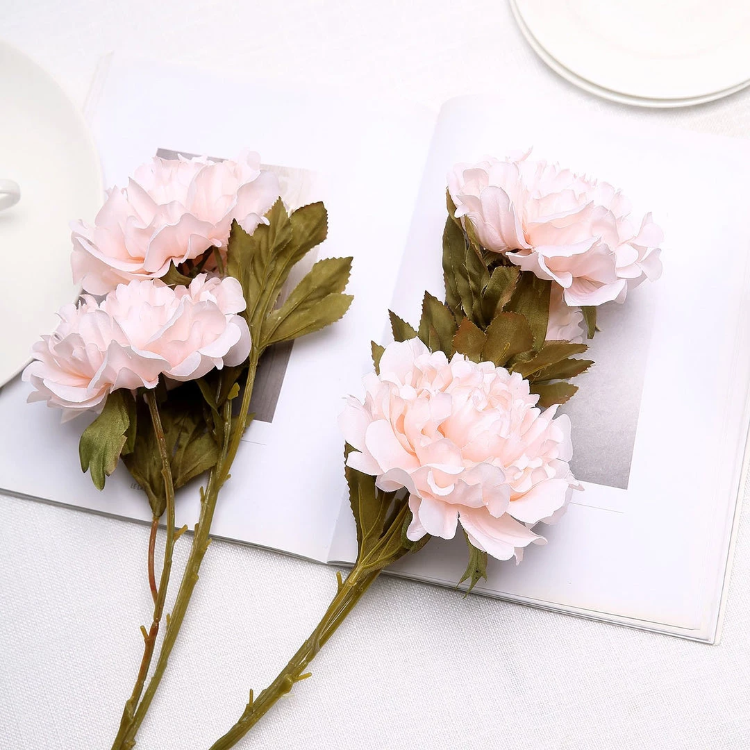 HIER_1130 2 Bushes | 29" Blush Artificial Long Stem Peony Flower Spray, Silk Peonies Bouquet - Rose Gold Artificial Flowers 4 HIER_1130 2 Bushes | 29" Blush Artificial Long Stem Peony Flower Spray, Silk Peonies Bouquet - Rose Gold Artificial Flowers