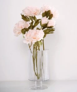 HIER_1130 2 Bushes | 29" Blush Artificial Long Stem Peony Flower Spray, Silk Peonies Bouquet - Rose Gold Artificial Flowers 24 HIER_1130 2 Bushes | 29