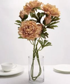 HIER_1130 2 Bushes | 29" Dusty Rose Artificial Long Stem Peony Flower Spray, Silk Peonies Bouquet Artificial Flowers 22 HIER_1130 2 Bushes | 29