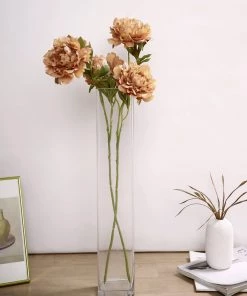 HIER_1130 2 Bushes | 29" Dusty Rose Artificial Long Stem Peony Flower Spray, Silk Peonies Bouquet Artificial Flowers 21 HIER_1130 2 Bushes | 29